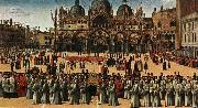 Gentile Bellini Procession of the True Cross in Piazza San Marco oil painting artist